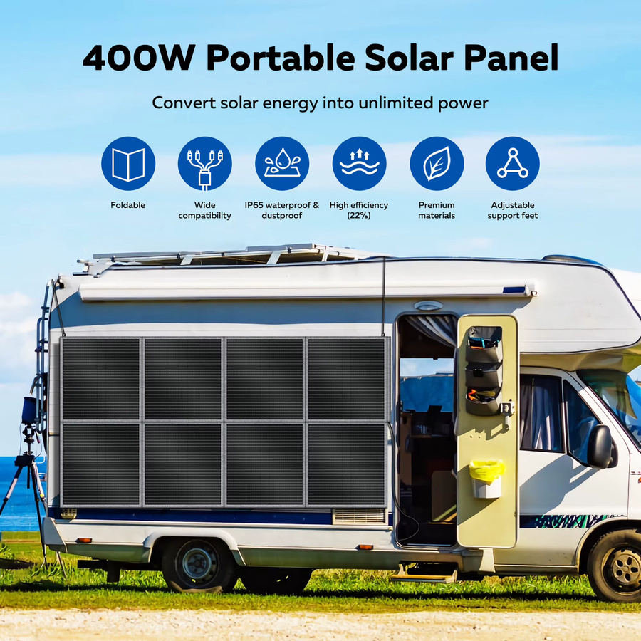 CTOLITY SP400-ETFE Faltbares Solarpanel 400W mit 41V 9.8A IP65 Wasserdicht für Powerstation, Wohnmobil und Camping - Bild 5