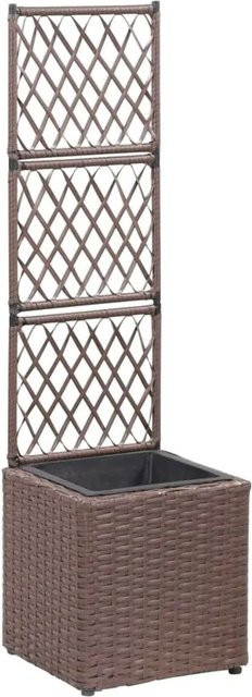 Furnicato Hochbeet mit Rankgitter und Topf aus Poly Rattan in Braun, B/T/H: 30 x 30 x 107 cm - Bild 1