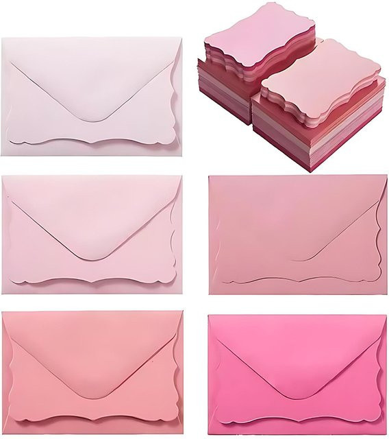 40er-Set ZYF Umschlagkarten in Rosa, dekorative Vintage Einladungskarten und Geschenkanhänger für Hochzeit, Geburtstag und Party - Bild 1