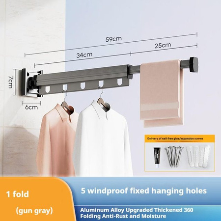 Einziehbarer Wäscheständer von Yiran Furniture aus Aluminiumlegierung, wandmontierbar und faltbar, beige