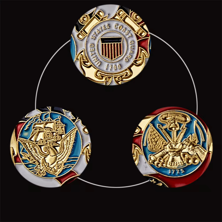 SMJY Challenge Coin Collection Freedom Eagle Gold Plate aus Metall für USA Navy USAF USMC Army Coast Guard - Bild 3