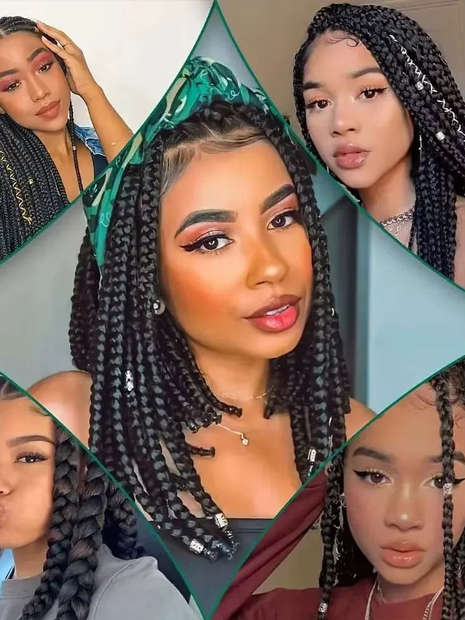 Refeeny Kanekalon Flechthaar Synthetische Haarverlängerungen, 3 Packungen, Damen - Bild 5