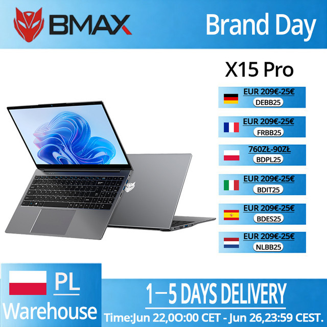 BMAX X15 Pro Laptop mit 15,6 Zoll Display, Intel N100 Prozessor, 16 GB RAM, 512 GB SSD und Windows 11 - Bild 1