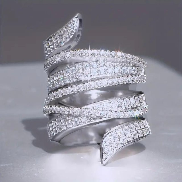 Huitan Ringe, Messing, Zirkonia, Weiß, Damen - Bild 1