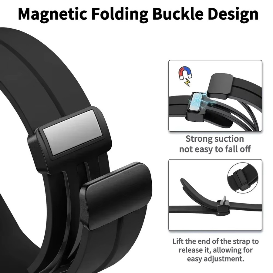 Polar Uhrenarmband Silikon, Magnetische Schnalle, Schwarz - Bild 3