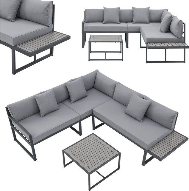 Juskys Gartenmöbel Lounge St. Tropez Set für 4 Personen in Grau aus Akazienholz und Stahl - Bild 1