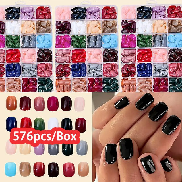 MAFANAILS Künstliche Nägel, Schwarz Rot, Glänzend, Unisex - Bild 1