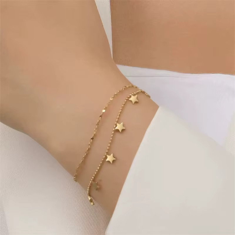EILIECK Armband Edelstahl, Gold, Pentagramm-Sterne-Anhänger, Damen - Bild 3