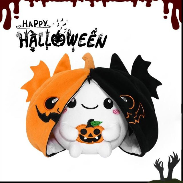 Halloween Kürbis Fledermaus Plüschtier 2-in-1, ab 0 Jahre - Bild 1