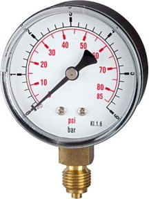 Riegler Standardmano Pressure Line G 1/4 unten, 0-10,0 bar/150 psi, Durchmesser 63 mm, Farbe Silber, Material Stahl - Bild 1