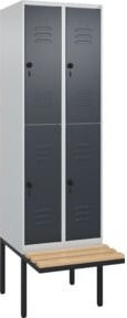 C+P Doppelstock-Spind Classic PLUS Sitzbank mit 2 Abteilen, Buche-Hartholz Sitzfläche, B/T/H: 212 x 60 x 81,5 cm - Bild 1