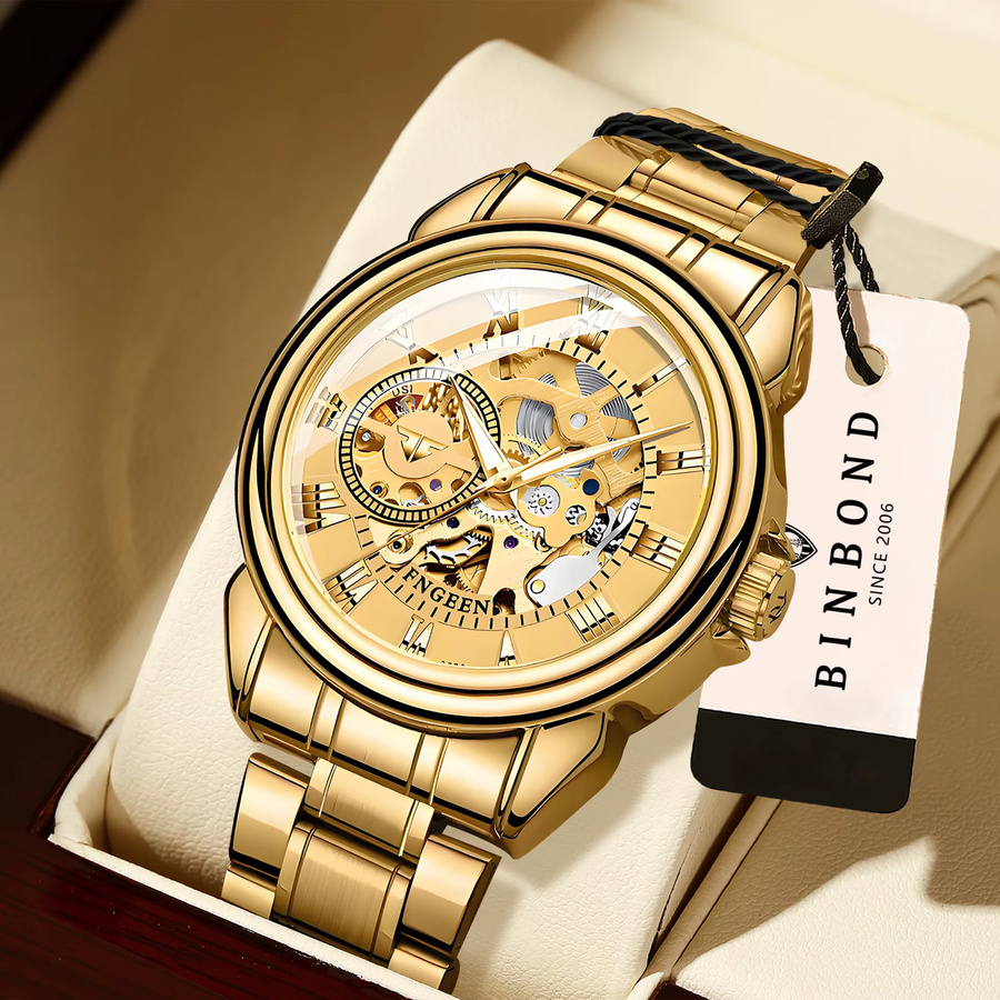 BINBOND Armbanduhr, Automatik, Edelstahl, Gold, Herren - Bild 2