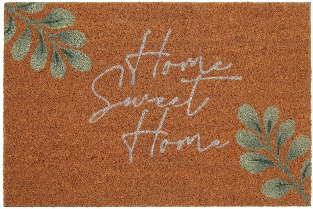 Mömax Fußmatte Home Sweet Home mit floralem Design in Beige Grün Braun, B/T: 60 x 40 cm - Bild 1