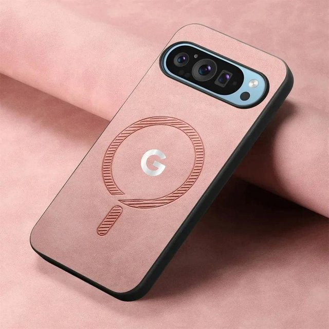 Schlanke Leder-Schutzhülle für Google Pixel 10, 9 Pro XL, 8, 7a Pro und 8 Pro in Pink mit Magnetfunktion und Anti-Drop-Schutz - Bild 1