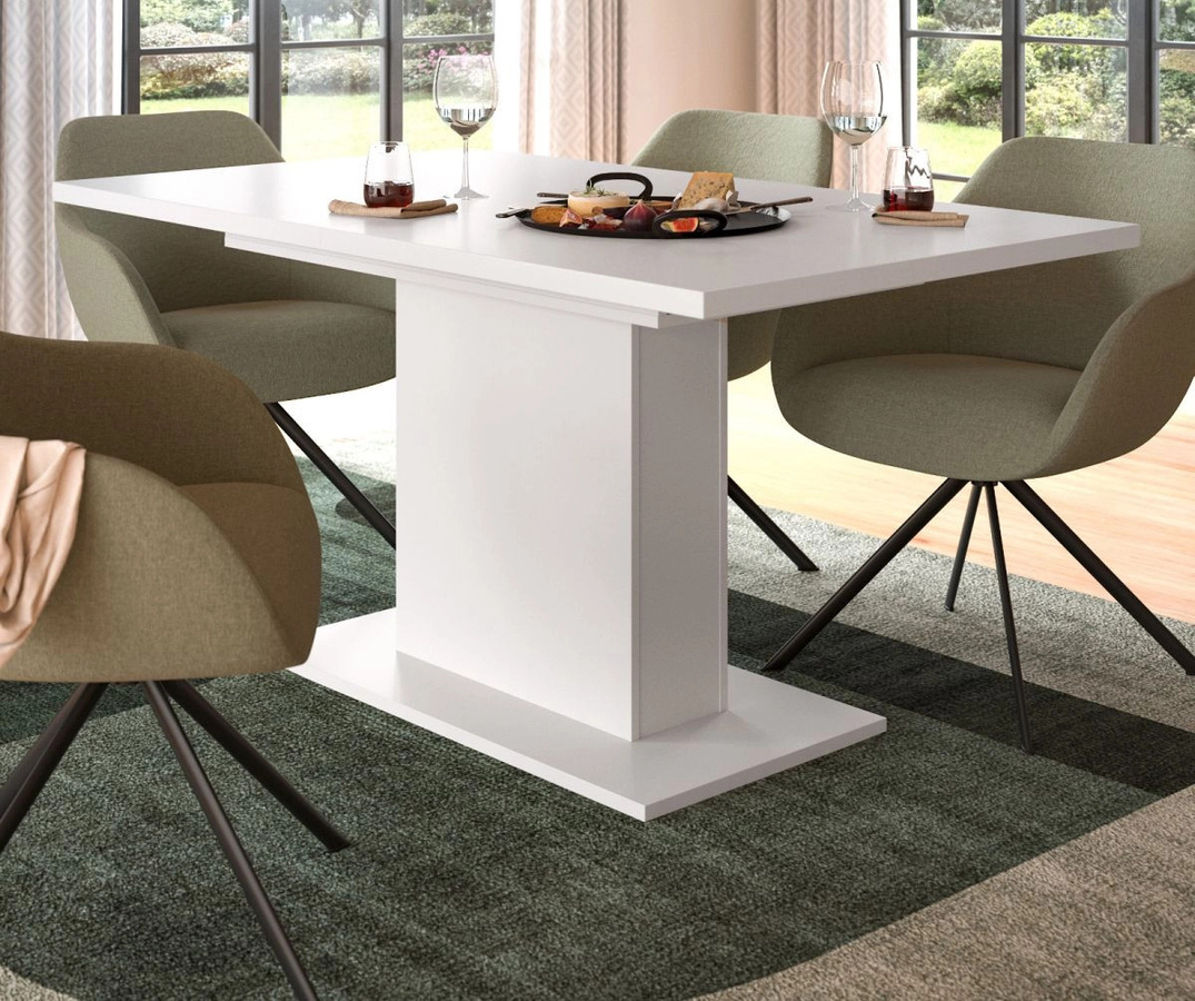 Inn.Furn Esstisch ausziehbar in Weiß, moderner Küchentisch aus MDF und Metall, Breite: 150 cm bis 190 cm, Tiefe: 90 cm, Höhe: 76 cm - Bild 2