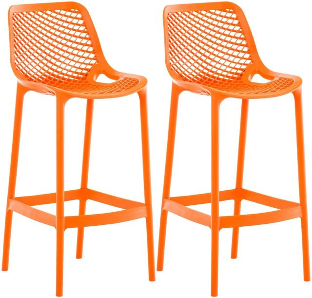 DELUKE 2er Set Barhocker BUNIM aus Kunststoff in Orange, B/T/H: 45 x 53 x 105 cm - Bild 1
