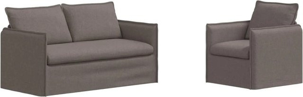 vidaXL Sofa 2-teiliges Set Taupe Stoff mit Metallrahmen B/T/H: 156 x 82 x 85 cm und 75 x 82 x 85 cm