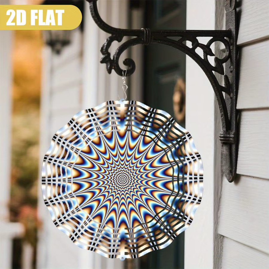 CIFBUY 2D Flacher Windspinner 10 Zoll mit spiralförmigem Farbverlauf und geometrischem Muster, Grau und Mehrfarbig, Durchmesser: 25,4 cm - Bild 2