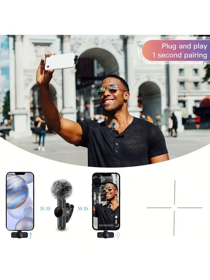 SNZIYAG K61 Drahtloses Lavalier-Mikrofon in Schwarz mit USB-C Anschluss für Live-Streaming und Videoaufnahmen - Bild 5