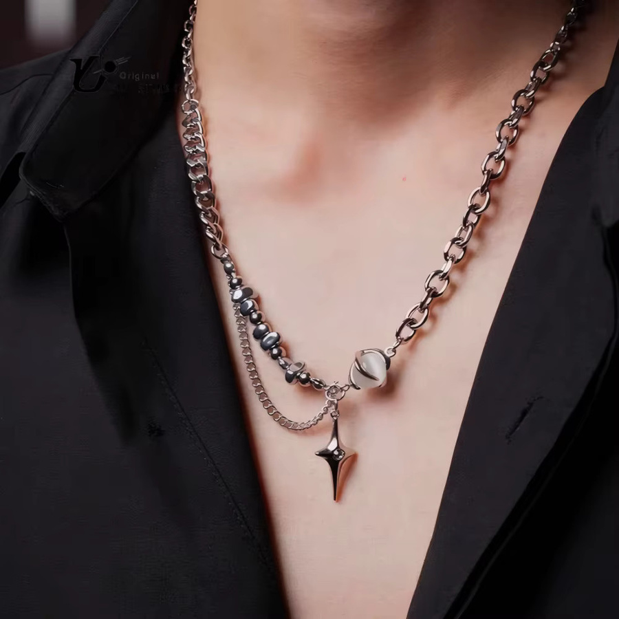 Anhänger Stern Kreuz, Titan, Silber, Zirkonia, Unisex - Bild 4