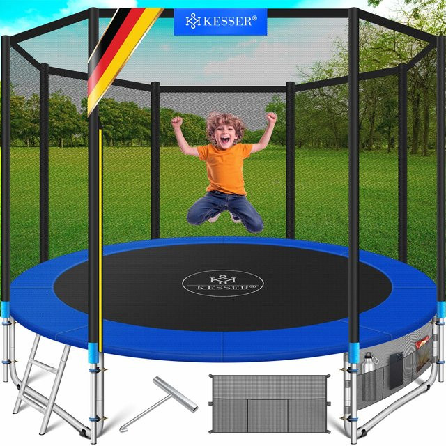 KESSER Trampolin Komplettset mit Sicherheitsnetz, Leiter und Randabdeckung, Belastbarkeit 150 kg - Bild 1