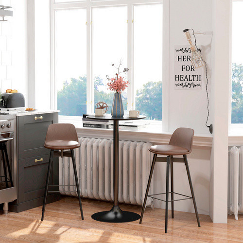 HOMCOM Bartisch rund in Schwarz mit Glasplatte und Metallgestell, B/T/H: 60 x 60 x 102 cm - Bild 3