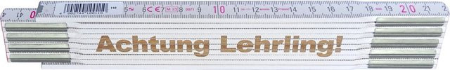 Stabila Zollstock mit Lasergravur Achtung Lehrling, weiß, 2 m - Bild 1