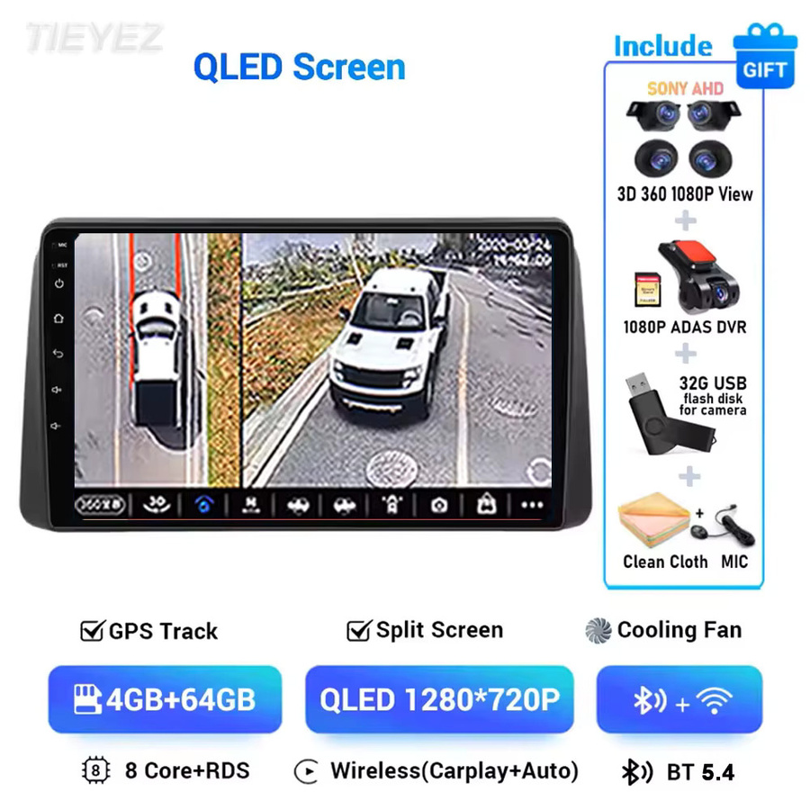 TIEYEZ Android 15 Autoradio mit 4G WIFI und 360 Kamera für Chrysler Grand Voyager 5 (2011-2015) und Dodge Grand Caravan (2008-2020) in Schwarz - Bild 7