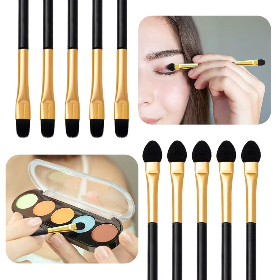 10 Stück Lidschattenpinsel Doppelendige Applikatoren, Gold, Unisex - Bild 3