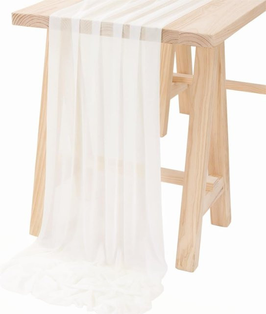 MARKET-1 Tischläufer aus Chiffon in Weiß, B/H: 75 x 300 cm - Bild 1