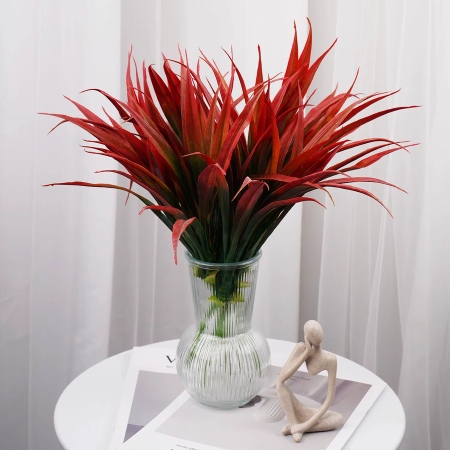 Uflower Künstliches Frühlingsgras für Weihnachts- und Hochzeitsdekoration, 14 Blätter, Rot - Bild 2