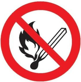 SafetyMarking Verbotsschild aus Aluminium mit der Aufschrift Feuer, offenes Licht und Rauchen verboten, Farbe: Rot, Durchmesser: 100 mm - Bild 1