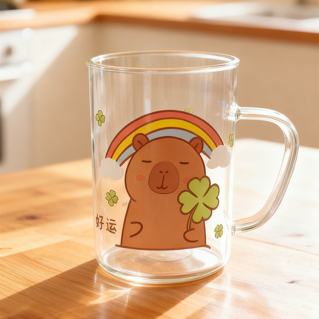 HeY LiLac Capybara Glasbecher aus Borosilikatglas, lila und transparent, 420 ml - Bild 1