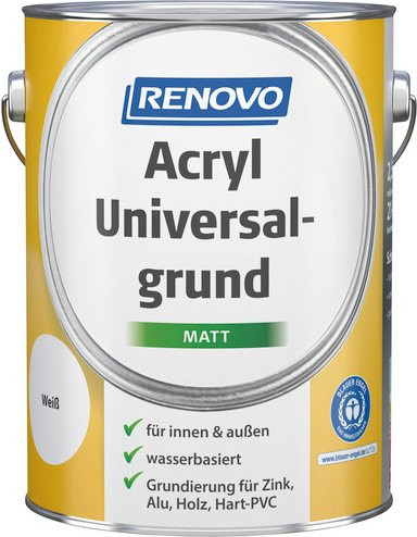 RENOVO Acryl-Universalgrund auf Wasserbasis in Weiss, matt und emissionsarm - Bild 1