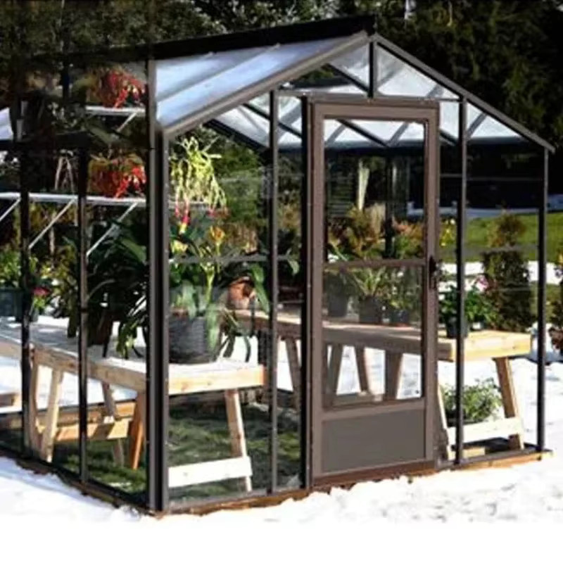 Regenfestes Glasgewächshaus für den Garten und die Terrasse in Schwarz mit Giebeldach - Bild 3