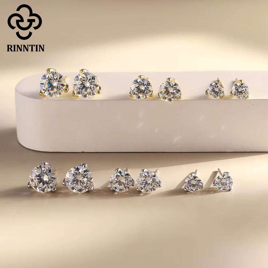 Rinntin Ohrstecker, 925 Silber, Moissanit-Diamant, Damen - Bild 3