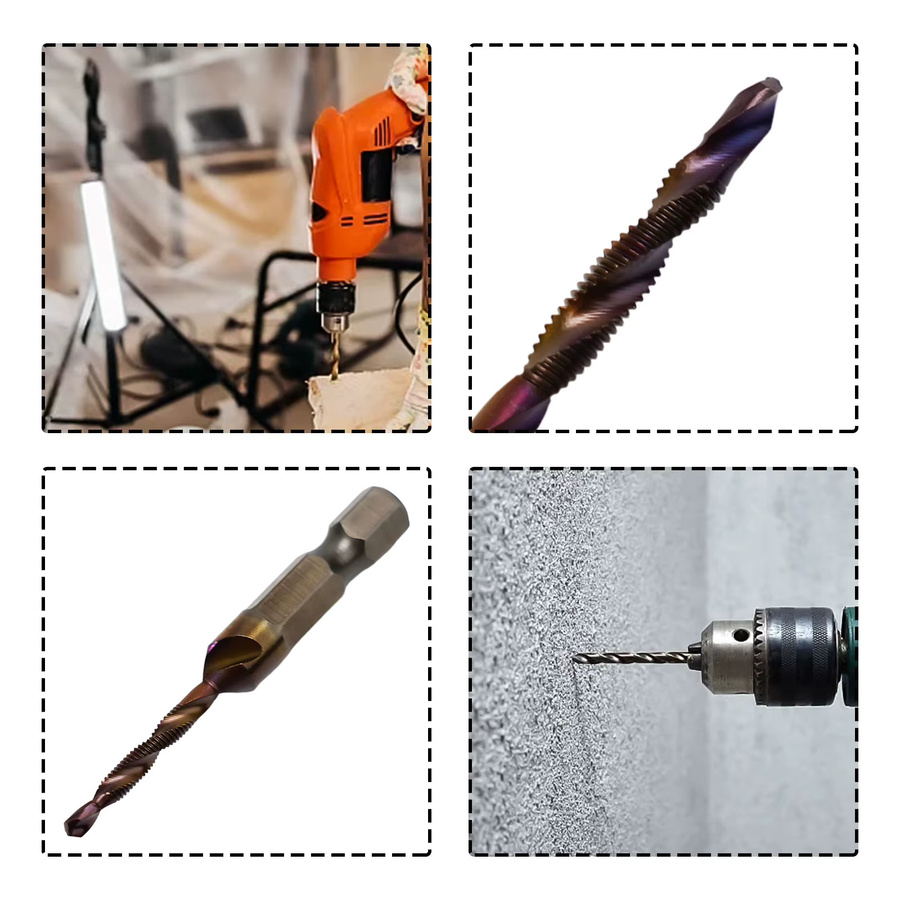 Vibratite HSS Gewindebohrer Set M3-M10 mit Senker und Entgratungsbits, Metrischer Kombinationsbit 1/4 Zoll Schnellwechsel-Sechskant - Bild 2