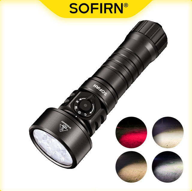 Sofirn SD11 Tauchlampe mit 5000lm, IPX8 wasserdichte Unterwasserleuchte, Weiß und Rot, USB-C wiederaufladbare LED Taschenlampe - Bild 1