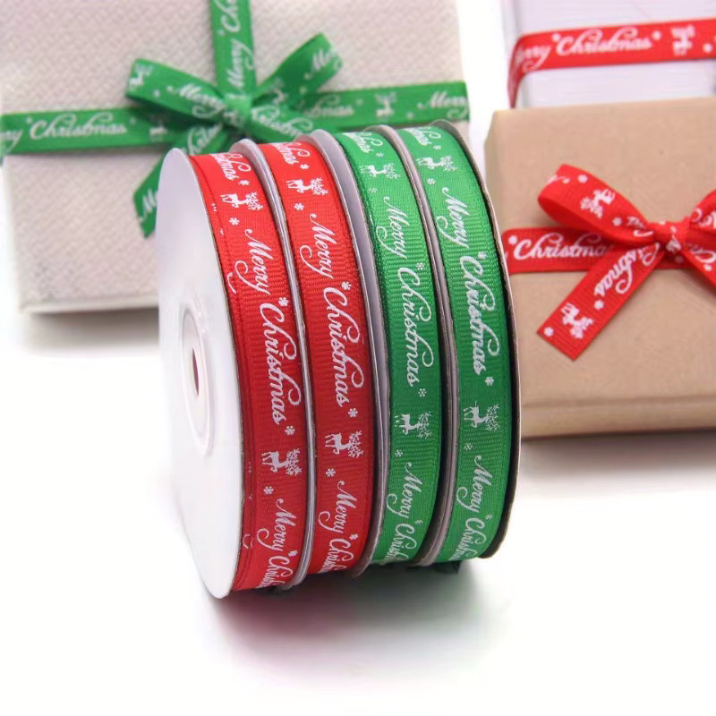 5 Rollen Weihnachts-Ripsband zum Basteln und Verpacken von Geschenken, 25 Yards pro Rolle, Mehrfarbig - Bild 4