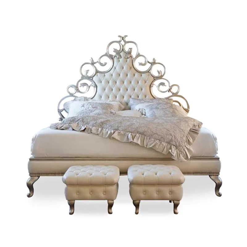 DUTRIEUX Luxus Plattform Bett in Weiß mit Kopfteil aus Metall für das Schlafzimmer oder Kinderzimmer, B/T/H: 150 x 200 cm - Bild 3
