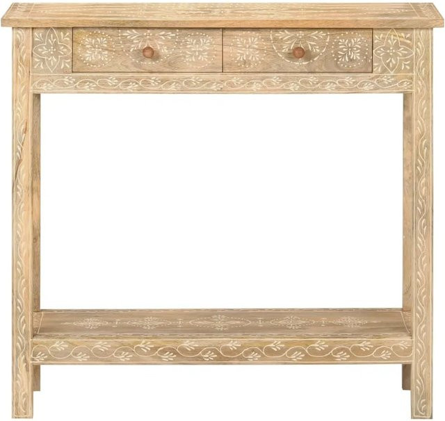 vidaXL Konsolentisch aus Mango Massivholz in Braun mit asiatischem Muster, B/T/H: 80 x 35 x 74 cm - Bild 1