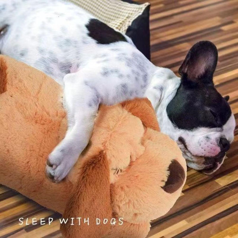 Shihehong Angstlösender Hund mit Herzschlag als Schlafhilfe für Welpen, Plüschtier in Beige, B/T/H: 40 x 16 x 14 cm - Bild 4