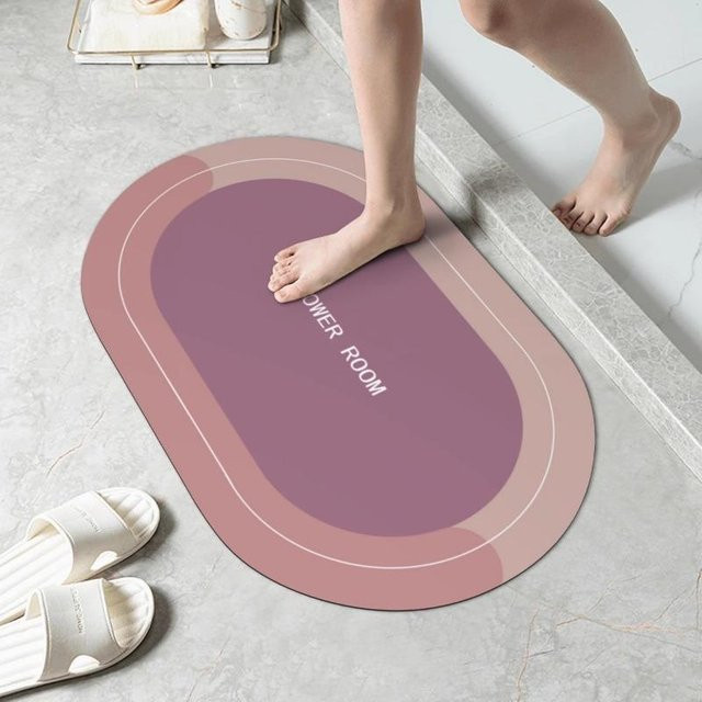 Saugfähige Kieselgur Bodenmatte für das Badezimmer, rutschfest und schnell trocknend, lila, B/T: 60 x 40 cm - Bild 1