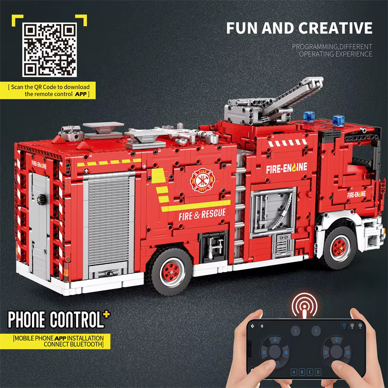 REOBRIX Stadt-Wasserstrahl-Feuerwehrwagen, Baukasten, 2692 Teile, ab 14 Jahren - Bild 3