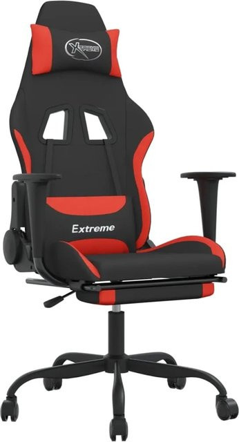 vidaXL Gaming-Stuhl mit Massagefunktion und Fußstütze in Schwarz und Rot aus Stoff - Bild 1