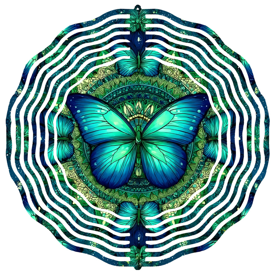 CIFBUY Böhmisches Schmetterlings-Mandala-Windspiel in Blau-Grün-Türkis für Garten und Terrasse - Bild 2