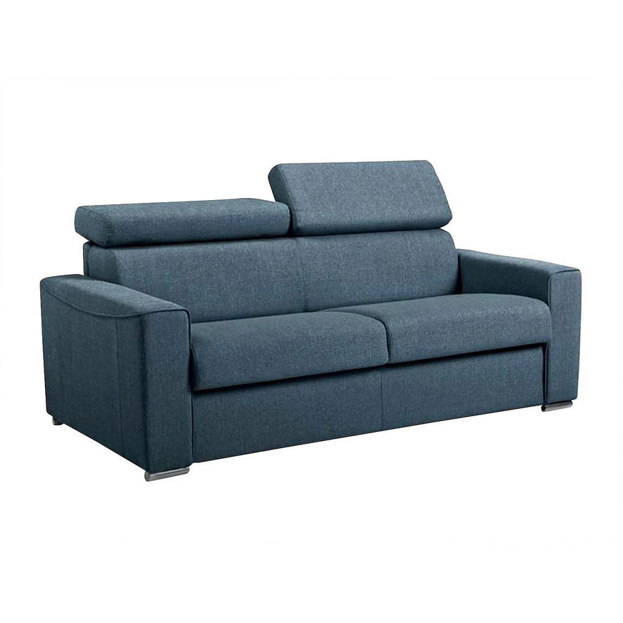 Vente-unique Schlafsofa Vizir Blau mit verstellbarer Kopfstütze und Stoffbezug, Breite: 196 cm - Bild 2