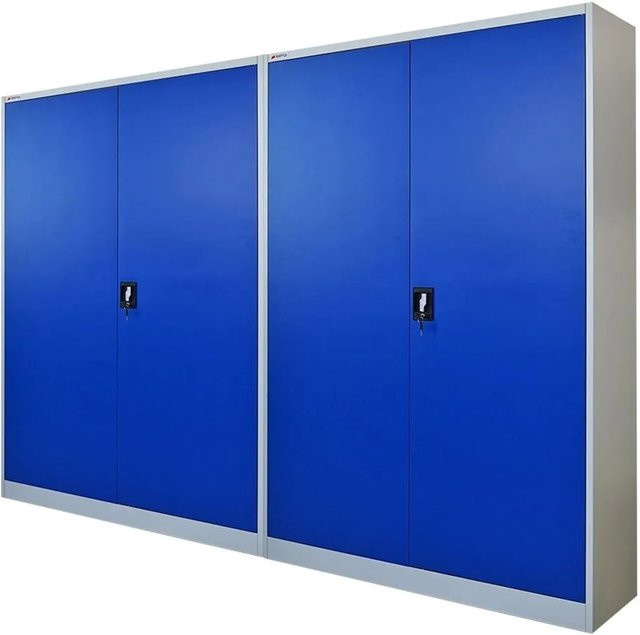 PROREGAL Aktenschrank Elephant aus Stahl mit 2 Flügeltüren, abschließbar, Blau/Lichtgrau, H x B x T: 180 x 120 x 40 cm - Bild 1