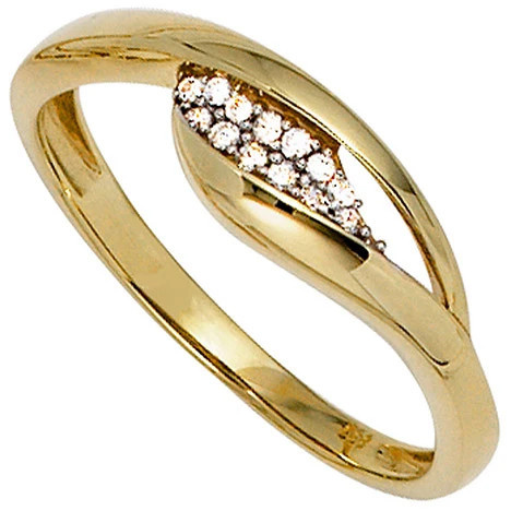 Colfem Ring 333 Gelbgold, bicolor, Zirkonia, Damen, Ringgröße 52 - Bild 1
