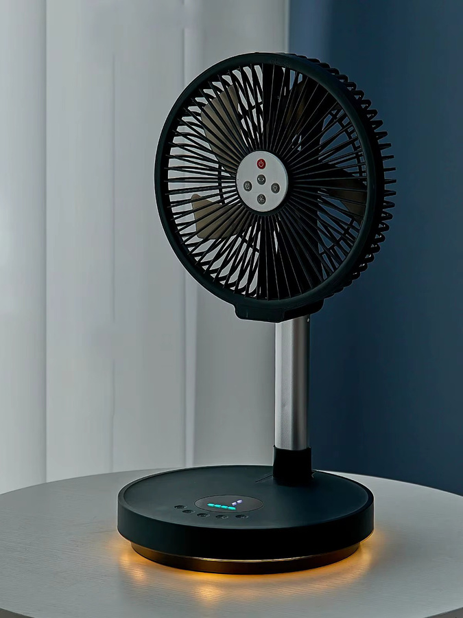 TENGKESi Faltventilator mit Fernbedienung und LED-Nachtlicht, geräuscharm mit Schwenkfunktion und 7200mAh Akku, Durchmesser: 25,4 cm - Bild 6